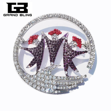 GRANDBLING New Arrival Blingbling Crystal Circle of friends Brooch Pin Jewelry Unique Friendship Gift to Your Friends