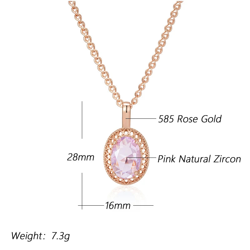 Pink Zircon Hollow Round Pendant Women Golden Necklace Double Layer Chain Rebound Clasp Comfort Jewelry Blingbling Accessories