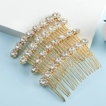Bling-bling Rhinestone Hair Insert Comb Flower Hair Pin Elegant Hairdressing Accessories For Wedding Bridals Banquet Women Girls