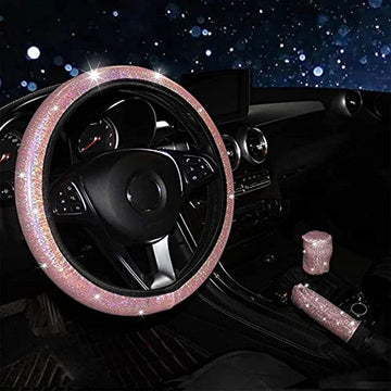 Bling Car Steering Wheel Cover Elastic Handle Cover Colorful Bronzing Universal 37/38cm BlingBling Steering Wheel Accessories