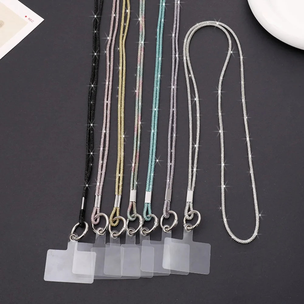 Glitter Crystal Rhinestone Phone Lanyard Bright Bling Bling Phone Case Chain Straps Phone Anti-lost Rope Phone Accessories