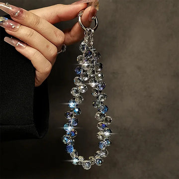 Luxury Bling Bling Crystal Beads Phone Strap Charm Pendant Bracelet For iPhone Airpods Accessories Bag Women Girl Hanging Cord
