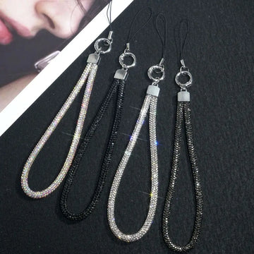 Fashion Keychain Rhinestone Phone Lanyard Bright Bling Bling Glitter Wrist Straps Hanging Cord Phone Accessories