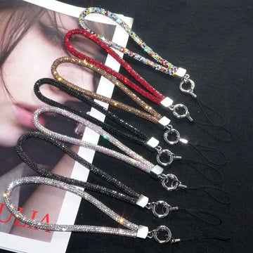 Keychain Rhinestone Phone Lanyard Bright Bling Bling Glitter Wrist Straps Diamond Crystal Anti-lost Rope Phone Accessories