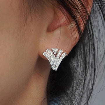 Huitan Luxury Geometric Stud Earrings with Bling Bling Cubic Zirconia Personality Trendy Ear Accessories Graceful Accessories