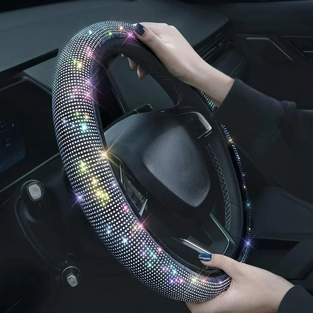 Bling Bling Diamond Rhinestones Crystal Car Steering Wheel Cover Auto Interior Decoration Accessories Car Protection Styling