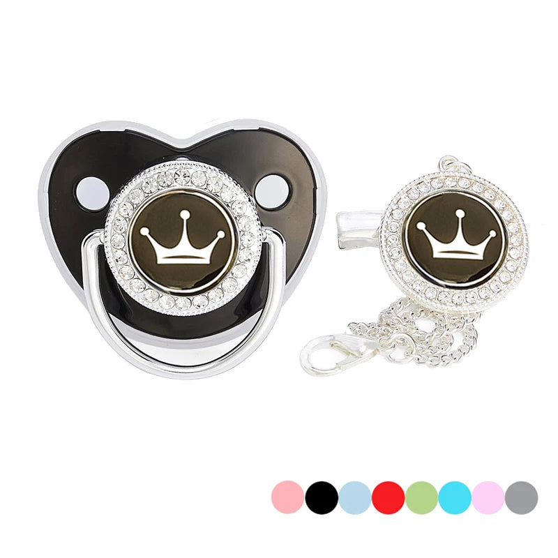2023 Girls Baby Pacifier Crown Pacifier Clips Newborn Bling BPA Free Silicone Pacifier Holder Baby Shower Gifts Teether Dummy