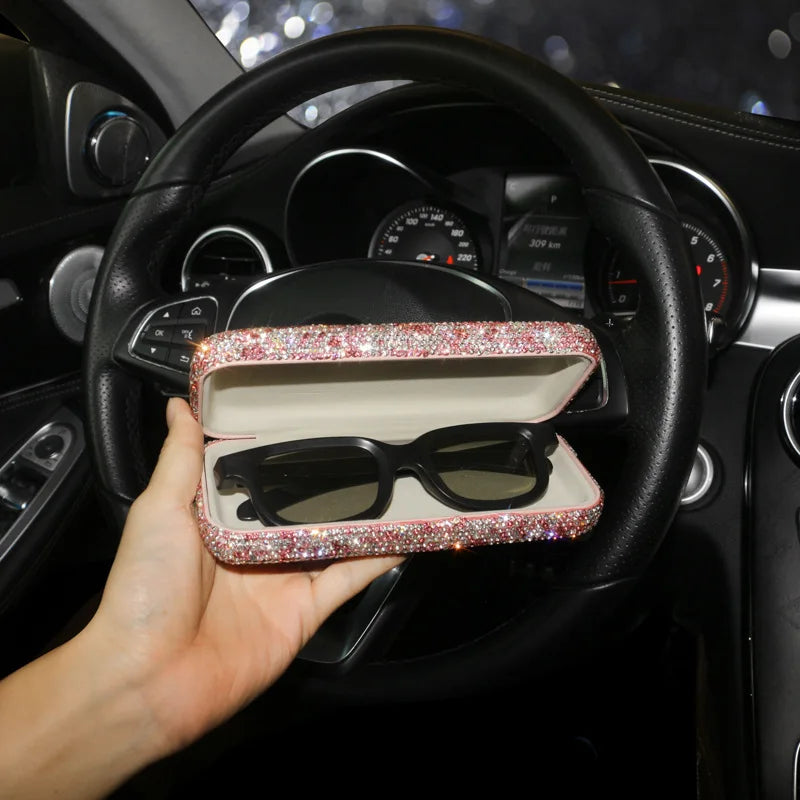 Bling Glitter Sunglasses Cases Girly Eyewear Accessories Organizer Ladies Portable Storage Glasses Boxes Women Eye Glass Cover