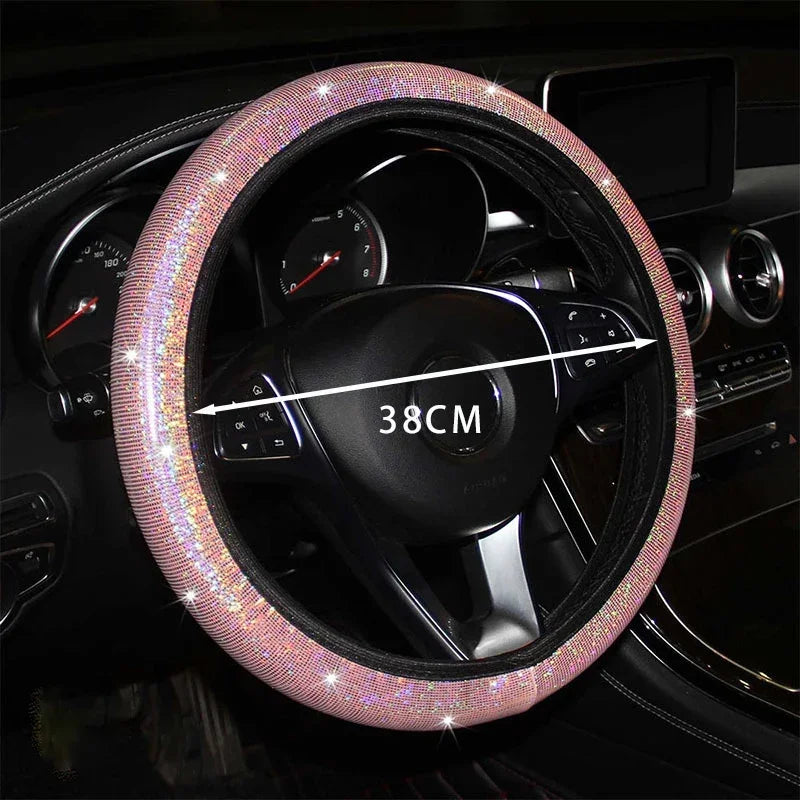 Bling Car Steering Wheel Cover Elastic Handle Cover Colorful Bronzing Universal 37/38cm BlingBling Steering Wheel Accessories