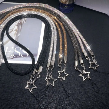 Crystal Rhinestone Phone Lanyard Glitter Bright Bling Bling Hanging Cord Phone Wrist Rope Phone Accessories