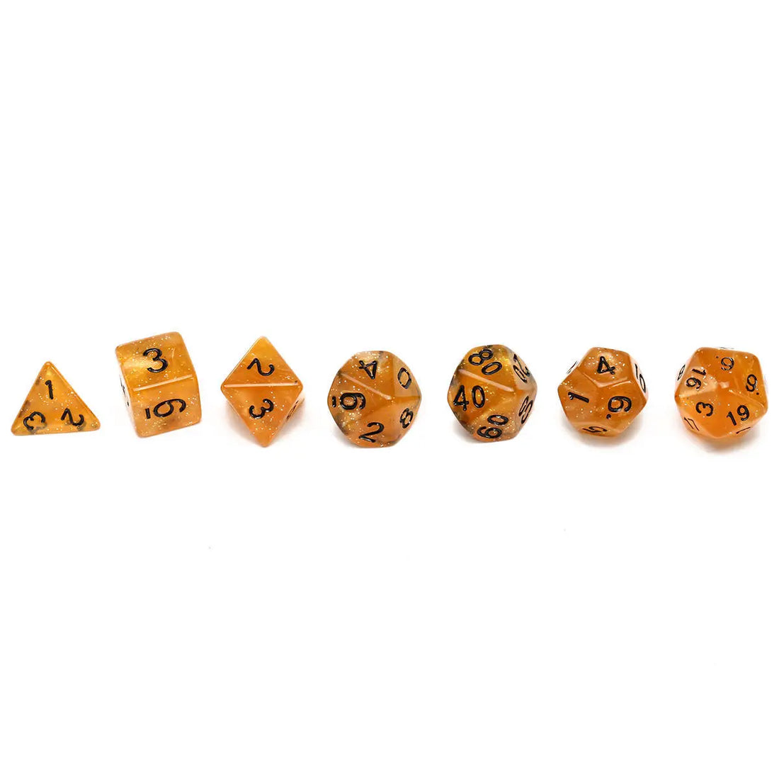 7 Pcs Set New Glitter Gold Brown Polyhedral Table Game Digital Dice for DND TRPG RPG D20 D12 D10 D8 D6 D4 Board Gaming Dices Kit