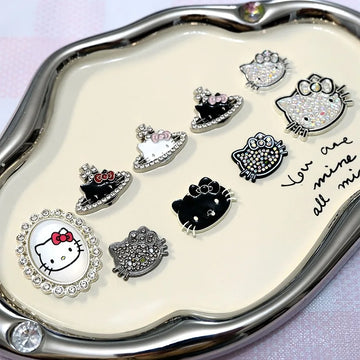 2pcs Bling Hello Kitty Alloy Flatback Accessories Mobile Phone Case Diamond Shiny Junk Charms DIY Crafts Material