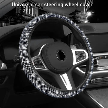 2025  Bling Bling Diamond Rhinestones Crystal Car Steering Wheel Cover PU Leather Auto Accessories Case Car Styling