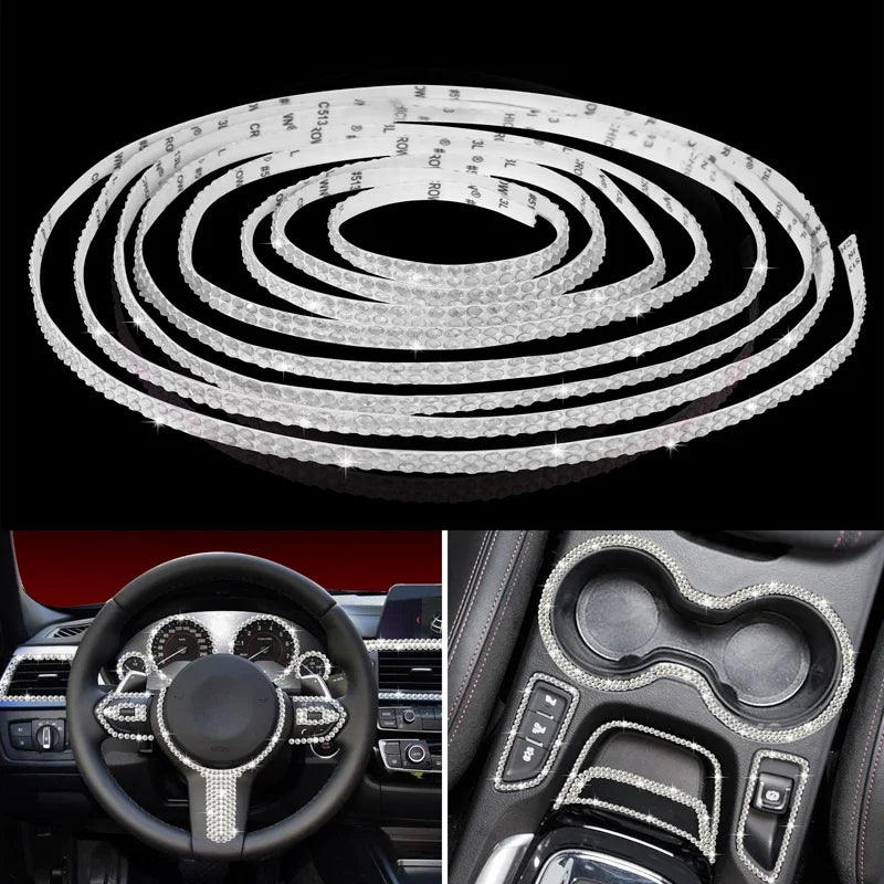 5m Bling Car Trim Self Adhesive Bling Car Interior Exterior Accessories Auto Dashboard Decor Stickers Rhinestone Car Accessories