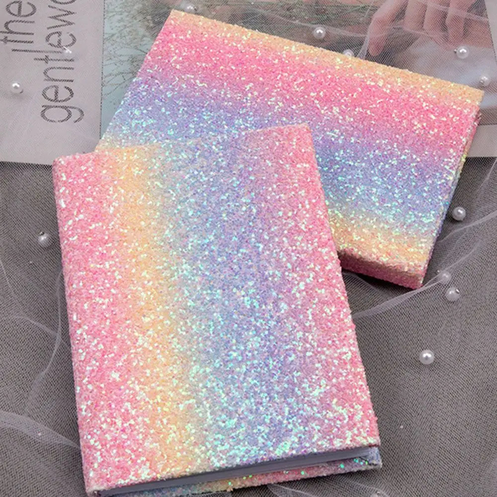 Gliter Rainbow Theme Colorful Notebook Blingbling Thickened Portable Horizontal Line Book Cute Notepad