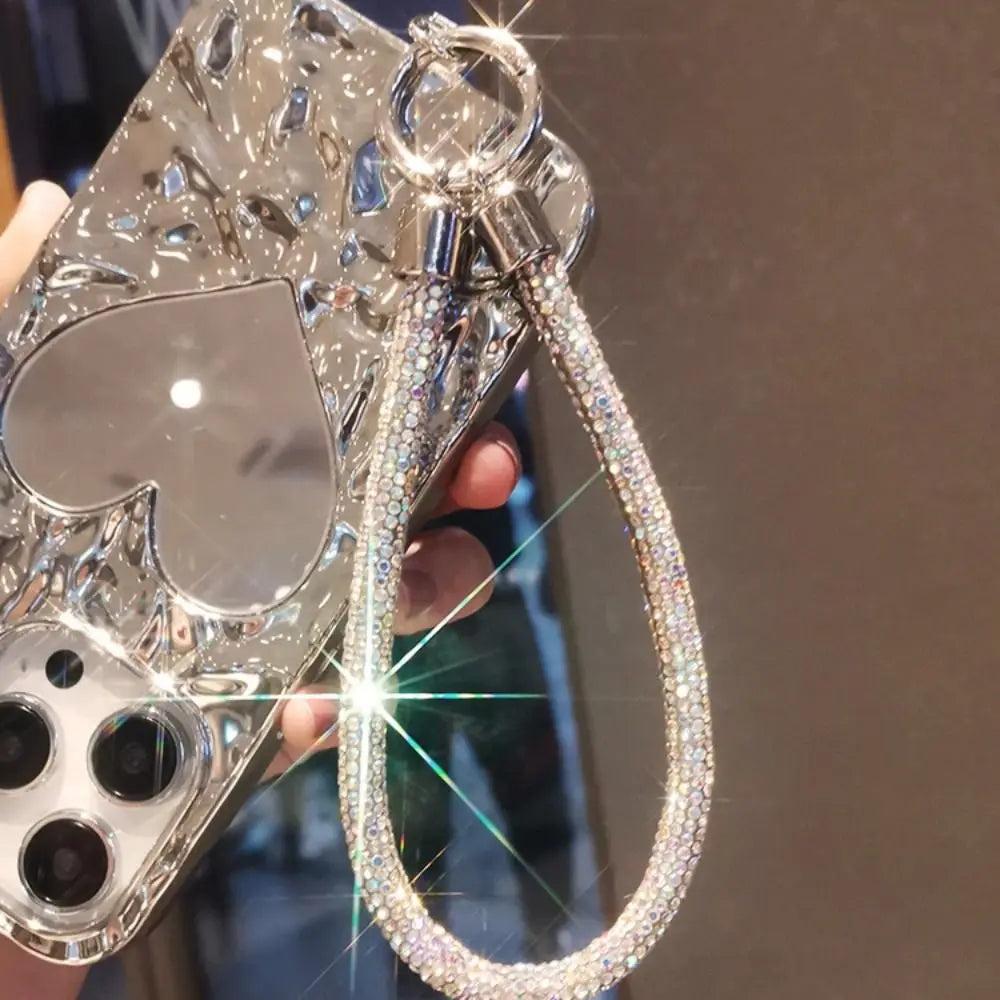 Fashion Glitter Rhinestone Phone Lanyard Bright Bling Bling Diamond Crystal Keychain Anti-lost Wrist Rope Phone Accessories