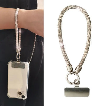 Fashion Glitter Rhinestone Phone Lanyard Bright Bling Bling Diamond Crystal Keychain Anti-lost Wrist Rope Phone Accessories