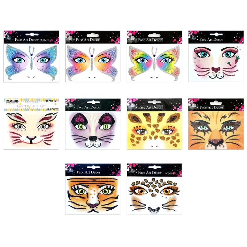 Blingbling Temporary Makeup Stickers Crystal Glittered Stickers Festival Holiday Costumes Blingbling Face Jewels Animal