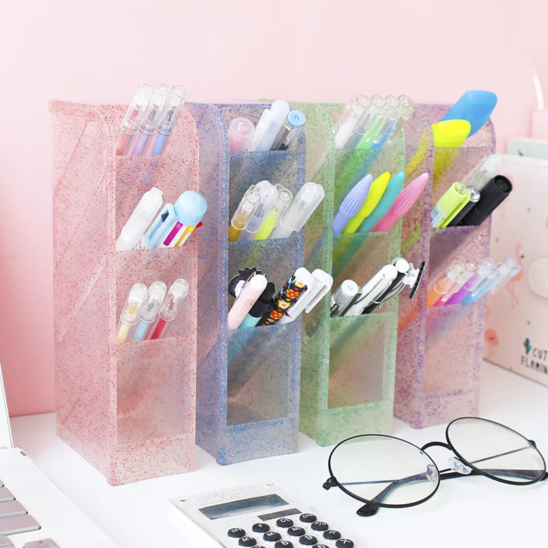 Kawaii Large Capacity Desk Pen Holder Pencil Makeup Storage Box Desktop Organizer Stand Case Office Accessories Stationery store