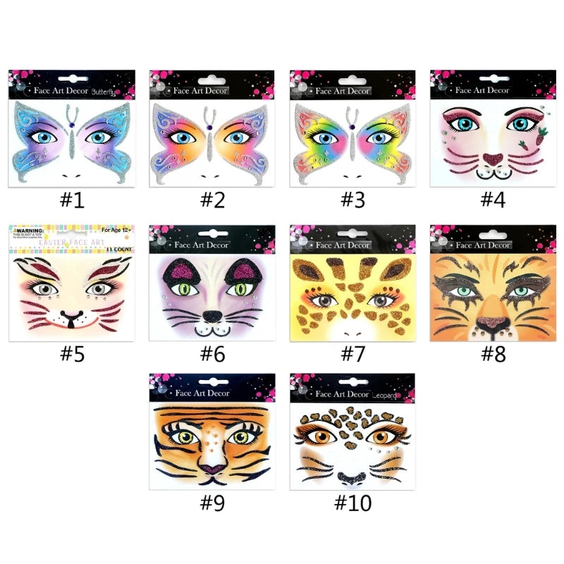 Blingbling Temporary Makeup Stickers Crystal Glittered Stickers Festival Holiday Costumes Blingbling Face Jewels Animal