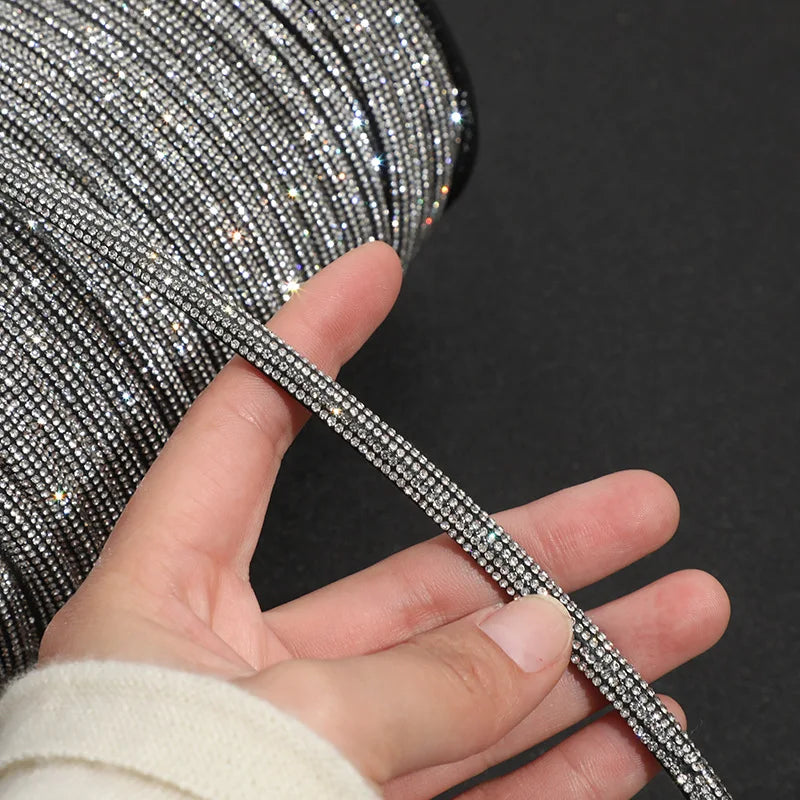 1yard Glitter Rhinestone Rope BlingBling Crystal Cord Trimming DIY Drawstring for Hoodie Trouser Sweatpant Rope Making Accessory