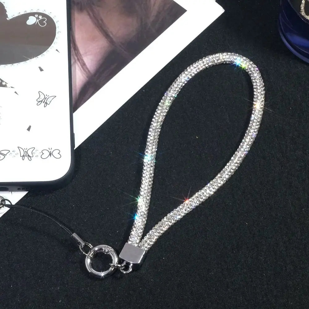 Luxury Keychain Rhinestone Phone Lanyard Bright Bling Bling Glitter Wrist Straps Hanging Cord Phone Accessories